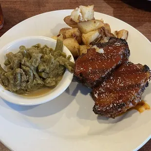 Meatloaf Dinner - so yummy with ketchup/brown sugar sauce and those home cooked green beans. 10/10