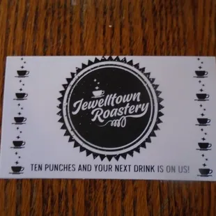 Punch card for regular customers.