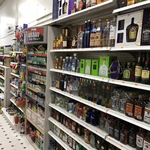 shelves full of liquor