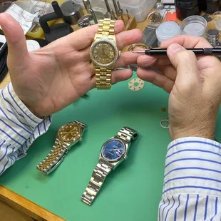 Our master watchmaker fixing the finest watches!