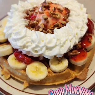 Strawberry Banana Ice-cream Belgium Waffle
