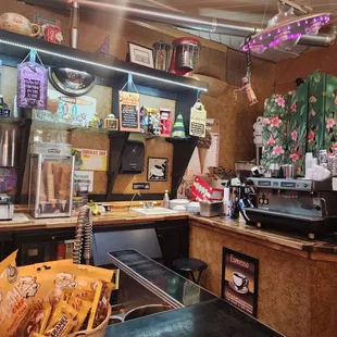 the inside of a bar
