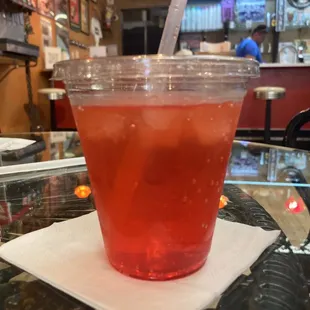 Strawberry phosphate soda
