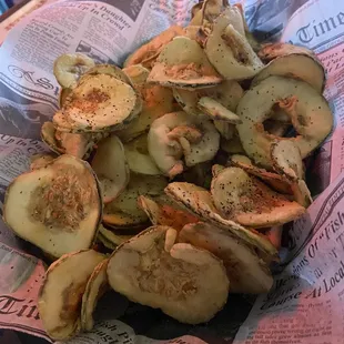 a basket of potato chips
