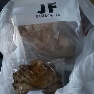 Breakfast. Croissant and chocolate pastry. Delicious