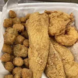 Fried whiting, jumbo shrimp &amp; fried okra