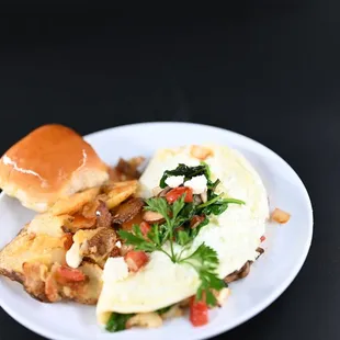 Veggie Omelette with home fries and feta cheese