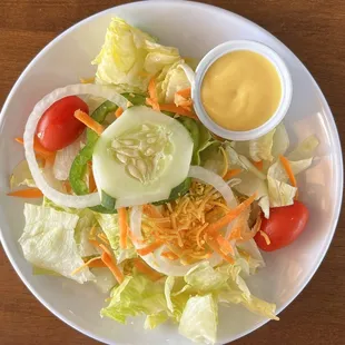 Fresh side salad with honey mustard