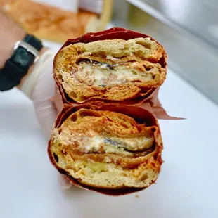the inside of a roll