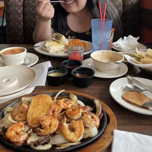 grilled shrimp platter  mexican beef burrito frijoles charros