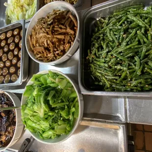 Eggplant
Bay Chou
Green beans 
Braised egg
Bean curd with pork