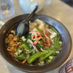 Shrimp dumpling soup with noodles