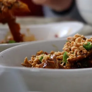 a close up of a bowl of food