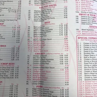 menu