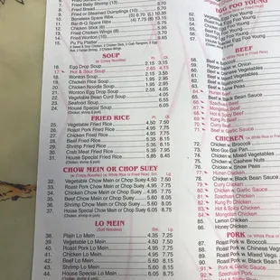 menu