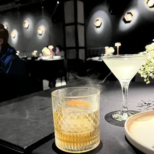 Old fashion and martini