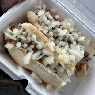 Two cheddar chili with extra onions