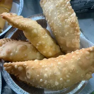 Empanadas: Chicken or beef or cheese filled turnovers