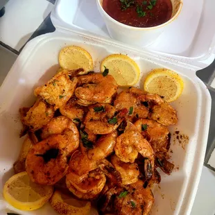 Dry rub Cajun Shrimp w/spicy garlic butter sauce