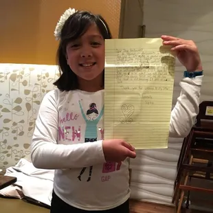 Thank you so much for your loving letter to Jieyi Sushi, Sophia. We welcome you and your family to visit us anytime.