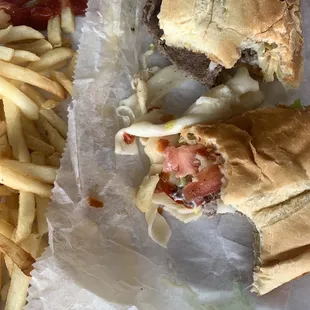 a sandwich and french fries
