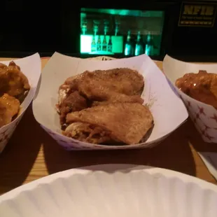 Jamaican jerk, mississippi mud and Acoapulco Gold...two beers 9 wings $9.75...