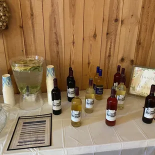 a variety of wines on a table