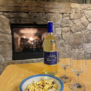 Honey Wine by the fire on a cold April day!