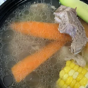 With hot Caldo De Res, you shouldn't see fat like that. That's just water and beef fat.
