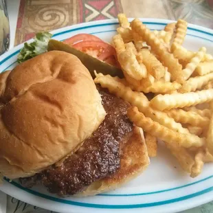 1/3 lb beef burger with home cut fries. Yummmm