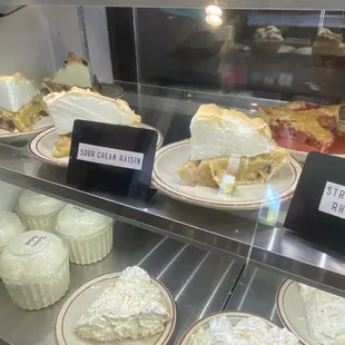 a display of pies and pastries