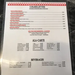 Back of menu