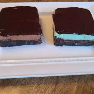 two desserts on a white plate