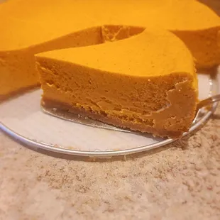 a slice of pumpkin cheesecake