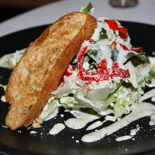 For Salad we split the Grilled Pesto Caesar made with toasted pine nuts, pecorino, piquillo peppers &amp; crostini. A must order!