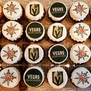 Las Vegas Golden Knights themed cupcakes with fondant decoration