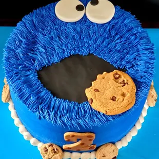 Cookie Monster themed birthday cake