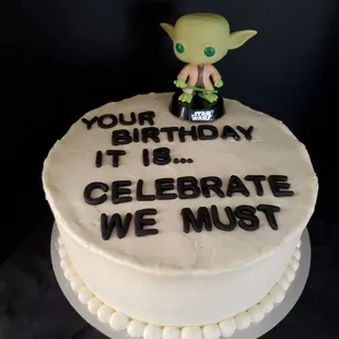 Baby Yoda theme birthday cake