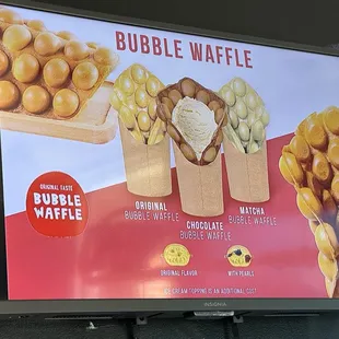 Bubble waffle menu