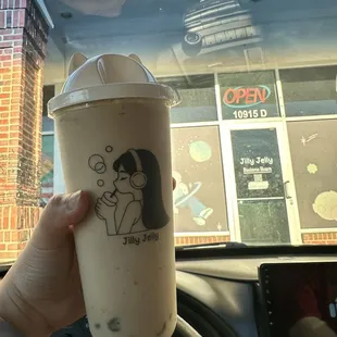 Strawberry Matcha Milktea with Matcha Boba