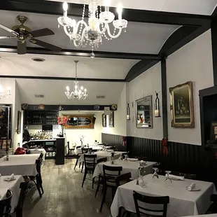 dining room with chandelier