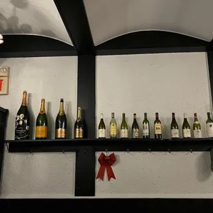 bottles of wine on a shelf