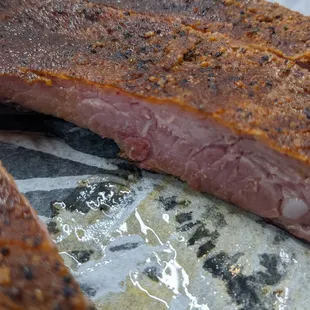 Close up of ribs from Jim Bobs BBQ