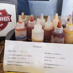 A great selection of sauces to suit every taste.