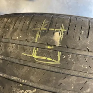 Tire with the hole.