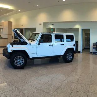 Shiny new showroom with Jeep Wrangler