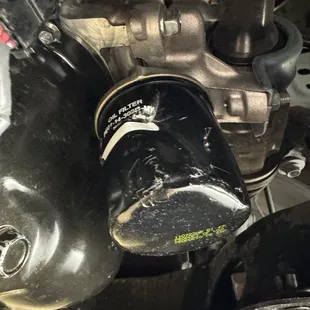 Oil filter damaged.