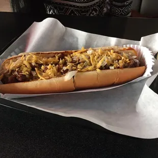 Chili cheese dog