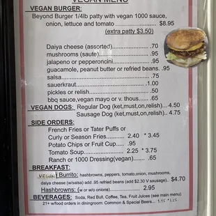 Vegan menu!