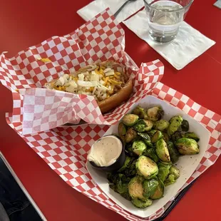 Tejas chili dog and Brussels